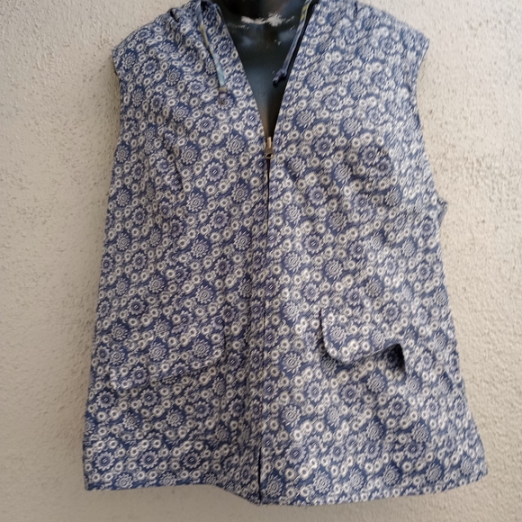Handmade Reversible Vest Floral Plaid Casual Sporty Hiking Blue Purple Large - Picture 13 of 16